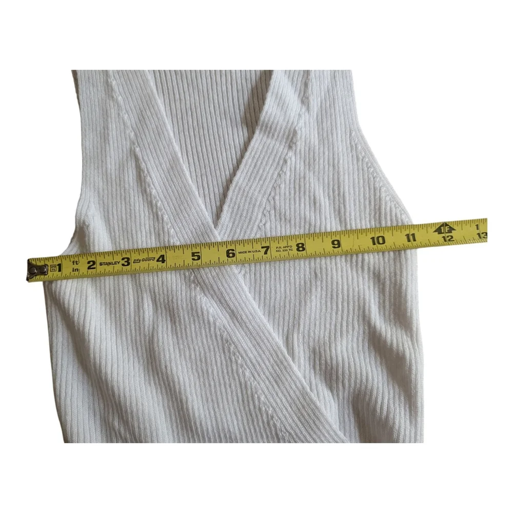 NEW Asos White Faux Wrap Sleeveless Bodysuit Ribbed Size 4 Trendy - Picture 3 of 8